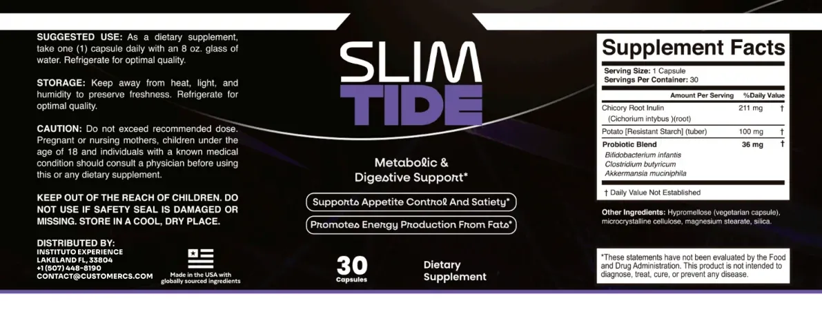 SlimTide Formula Label